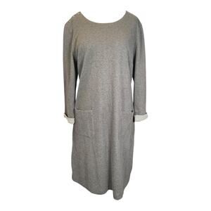 J.Jill Classic Old Money Style Gray Long Sleeve Knit Dress Pockets Women’s Large